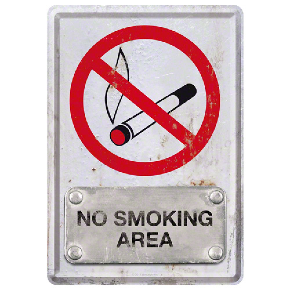 Placa metalica - No Smoking Area - 10x14 cm